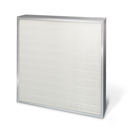 FILTRO DE AIRE HEPA MARCO CHAPA ALUMINIO (Junta de PU, protección ambas caras pintadas en epoxy color blanco) ,PLIEGUE DE 50 MM FIBRA DE VÍDRIO H14